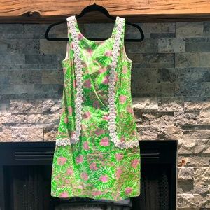Lilly Pulitzer Liz Shift Dress Lion Pink Green